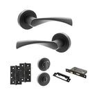 STATUS Colorado Door Handle Pack (Bathroom Set - 3" CE Bathroom Lock, 4" Slim Knuckle Hinges x2) - Matt Black