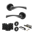 STATUS Colorado Door Handle Pack (3 Lever Lock Set - 3" CE Sashlock, 4" Fire Rated Hinges x3) - Matt Black