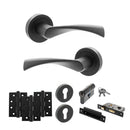 STATUS Colorado Door Handle Pack (Euro Lock Set - 2.5" CE Sashlock, 4" Fire Rated Hinges x3) - Matt Black