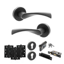 STATUS Colorado Door Handle Pack (Euro Lock Set - 3" CE Sashlock, 4" Fire Rated Hinges x3) - Matt Black