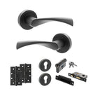 STATUS Colorado Door Handle Pack (Euro Lock Set - 2.5" CE Sashlock, 4" Slim Knuckle Hinges x2) - Matt Black