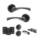 STATUS Colorado Door Handle Pack (Bathroom Set - 2.5" CE Bathroom Lock, 3" Premium Hinges x3) - Matt Black