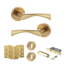 STATUS Colorado Door Handle Pack (3 Lever Lock Set - 3" CE Sashlock, 3" Premium Hinges x3) - Satin Brass