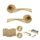 STATUS Colorado Door Handle Pack (3 Lever Lock Set - 3" CE Sashlock, 4" Fire Rated Hinges x3) - Satin Brass