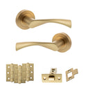 STATUS Colorado Door Handle Pack (Latch Set - 2.5" CE Latch, 3" Premium Hinges x3) - Satin Brass