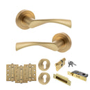 STATUS Colorado Door Handle Pack (Euro Lock Set - 2.5" CE Sashlock, 4" Fire Rated Hinges x3) - Satin Brass