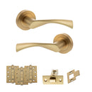 STATUS Colorado Door Handle Pack (Latch Set - 3" CE Latch, 4" Fire Rated Hinges x3) - Satin Brass