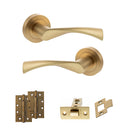 STATUS Colorado Door Handle Pack (Latch Set - 3" CE Latch, 4" Slim Knuckle Hinges x2) - Satin Brass