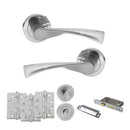 STATUS Colorado Door Handle Pack (Bathroom Set - 3" CE Bathroom Lock, 4" Fire Rated Hinges x3) - Satin Chrome