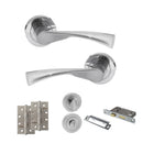 STATUS Colorado Door Handle Pack (Bathroom Set - 2.5" CE Bathroom Lock, 4" Slim Knuckle Hinges x2) - Satin Chrome