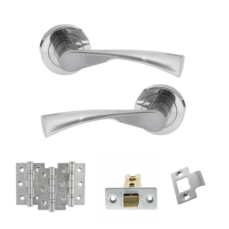 STATUS Colorado Door Handle Pack (Latch Set - 2.5" CE Latch, 3" Fire Rated Hinges x3) - Satin Chrome