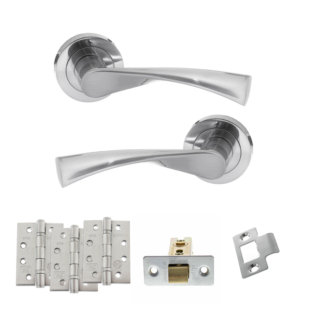 STATUS Colorado Door Handle Pack (Latch Set - 2.5" CE Latch, 4" Fire Rated Hinges x3) - Satin Chrome