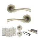 STATUS Colorado Door Handle Pack (Bathroom Set - 3" CE Bathroom Lock, 4" Fire Rated Hinges x3) - Satin Nickel