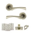 STATUS Colorado Door Handle Pack (Latch Set - 3" CE Latch, 4" Fire Rated Hinges x3) - Satin Nickel