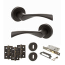STATUS Colorado Door Handle Pack (3 Lever Lock Set - 2.5" CE Sashlock, 3" Premium Hinges x3) - Urban Dark Bronze