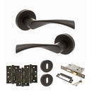 STATUS Colorado Door Handle Pack (3 Lever Lock Set - 2.5" CE Sashlock, 4" Fire Rated Hinges x3) - Urban Dark Bronze