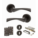 STATUS Colorado Door Handle Pack (3 Lever Lock Set - 2.5" CE Sashlock, 4" Slim Knuckle Hinges x2) - Urban Dark Bronze