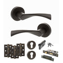 STATUS Colorado Door Handle Pack (Euro Lock Set - 2.5" CE Sashlock, 3" Premium Hinges x3) - Urban Dark Bronze