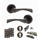 STATUS Colorado Door Handle Pack (Euro Lock Set - 3" CE Sashlock, 4" Slim Knuckle Hinges x2) - Urban Dark Bronze