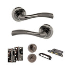 STATUS Texas Door Handle Pack (Bathroom Set - 2.5" CE Bathroom Lock, 4" Slim Knuckle Hinges x2) - Black Nickel