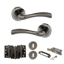 STATUS Texas Door Handle Pack (3 Lever Lock Set - 2.5" CE Sashlock, 4" Fire Rated Hinges x3) - Black Nickel