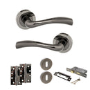 STATUS Texas Door Handle Pack (3 Lever Lock Set - 3" CE Sashlock, 4" Slim Knuckle Hinges x2) - Black Nickel