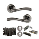 STATUS Texas Door Handle Pack (Euro Lock Set - 2.5" CE Sashlock, 4" Fire Rated Hinges x3) - Black Nickel