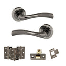 STATUS Texas Door Handle Pack (Latch Set - 3" CE Latch, 3" Premium Hinges x3) - Black Nickel
