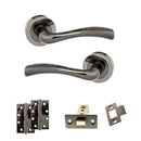 STATUS Texas Door Handle Pack (Latch Set - 2.5" CE Latch, 4" Slim Knuckle Hinges x2) - Black Nickel
