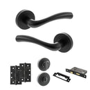 STATUS Texas Door Handle Pack (Bathroom Set - 3" CE Bathroom Lock, 4" Slim Knuckle Hinges x2) - Matt Black