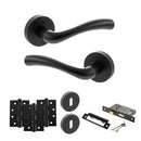 STATUS Texas Door Handle Pack (3 Lever Lock Set - 2.5" CE Sashlock, 4" Fire Rated Hinges x3) - Matt Black