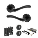 STATUS Texas Door Handle Pack (3 Lever Lock Set - 3" CE Sashlock, 4" Slim Knuckle Hinges x2) - Matt Black