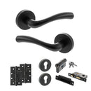 STATUS Texas Door Handle Pack (Euro Lock Set - 2.5" CE Sashlock, 4" Slim Knuckle Hinges x2) - Matt Black