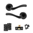 STATUS Texas Door Handle Pack (Latch Set - 3" CE Latch, 4" Slim Knuckle Hinges x2) - Matt Black