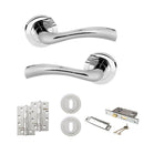 STATUS Texas Door Handle Pack (3 Lever Lock Set - 3" CE Sashlock, 4" Slim Knuckle Hinges x2) - Polished Chrome