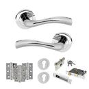 STATUS Texas Door Handle Pack (Euro Lock Set - 3" CE Sashlock, 3" Premium Hinges x3) - Polished Chrome