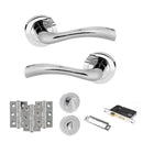 STATUS Texas Door Handle Pack (Bathroom Set - 3" CE Bathroom Lock, 3" Premium Hinges x3) - Polished Chrome
