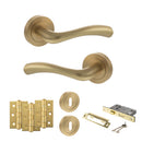 STATUS Texas Door Handle Pack (3 Lever Lock Set - 3" CE Sashlock, 3" Premium Hinges x3) - Satin Brass