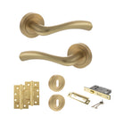 STATUS Texas Door Handle Pack (3 Lever Lock Set - 3" CE Sashlock, 4" Slim Knuckle Hinges x2) - Satin Brass