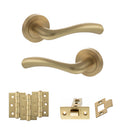 STATUS Texas Door Handle Pack (Latch Set - 2.5" CE Latch, 3" Premium Hinges x3) - Satin Brass