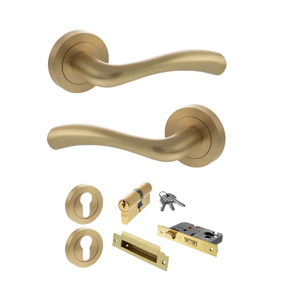 Atlantic S35R Status Texas on Round Rose Door Handle Pack