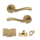 STATUS Texas Door Handle Pack (Latch Set - 2.5" CE Latch, 4" Fire Rated Hinges x3) - Satin Brass
