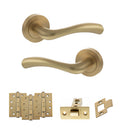STATUS Texas Door Handle Pack (Latch Set - 3" CE Latch, 4" Fire Rated Hinges x3) - Satin Brass