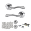 STATUS Texas Door Handle Pack (Bathroom Set - 2.5" CE Bathroom Lock, 4" Fire Rated Hinges x3) - Satin Chrome