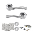 STATUS Texas Door Handle Pack (3 Lever Lock Set - 3" CE Sashlock, 4" Fire Rated Hinges x3) - Satin Chrome