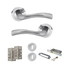 STATUS Texas Door Handle Pack (3 Lever Lock Set - 3" CE Sashlock, 4" Slim Knuckle Hinges x2) - Satin Chrome