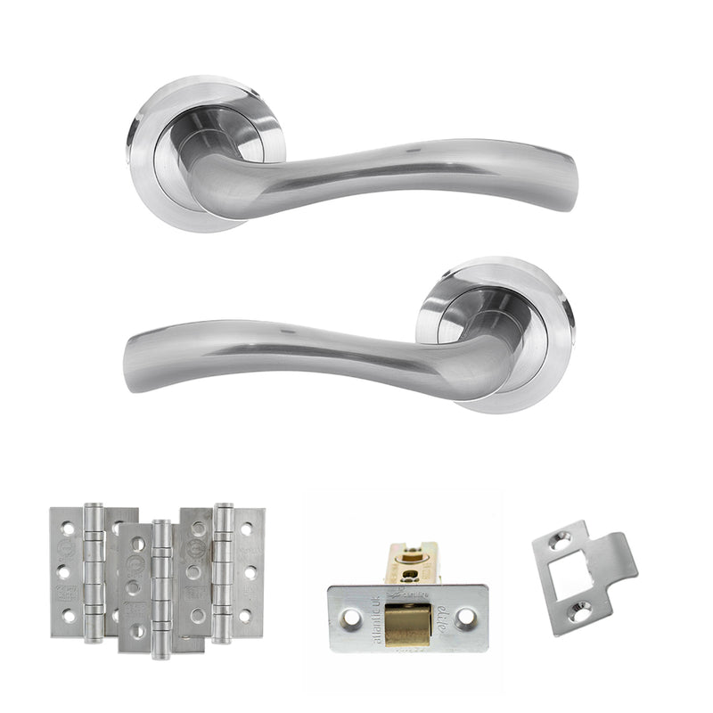 STATUS Texas Door Handle Pack (Latch Set - 2.5" CE Latch, 3" Fire Rated Hinges x3) - Satin Chrome