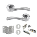 STATUS Texas Door Handle Pack (Euro Lock Set - 3" CE Sashlock, 3" Premium Hinges x3) - Satin Chrome