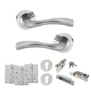 STATUS Texas Door Handle Pack (Euro Lock Set - 3" CE Sashlock, 4" Fire Rated Hinges x3) - Satin Chrome
