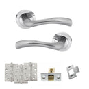 STATUS Texas Door Handle Pack (Latch Set - 2.5" CE Latch, 4" Fire Rated Hinges x3) - Satin Chrome